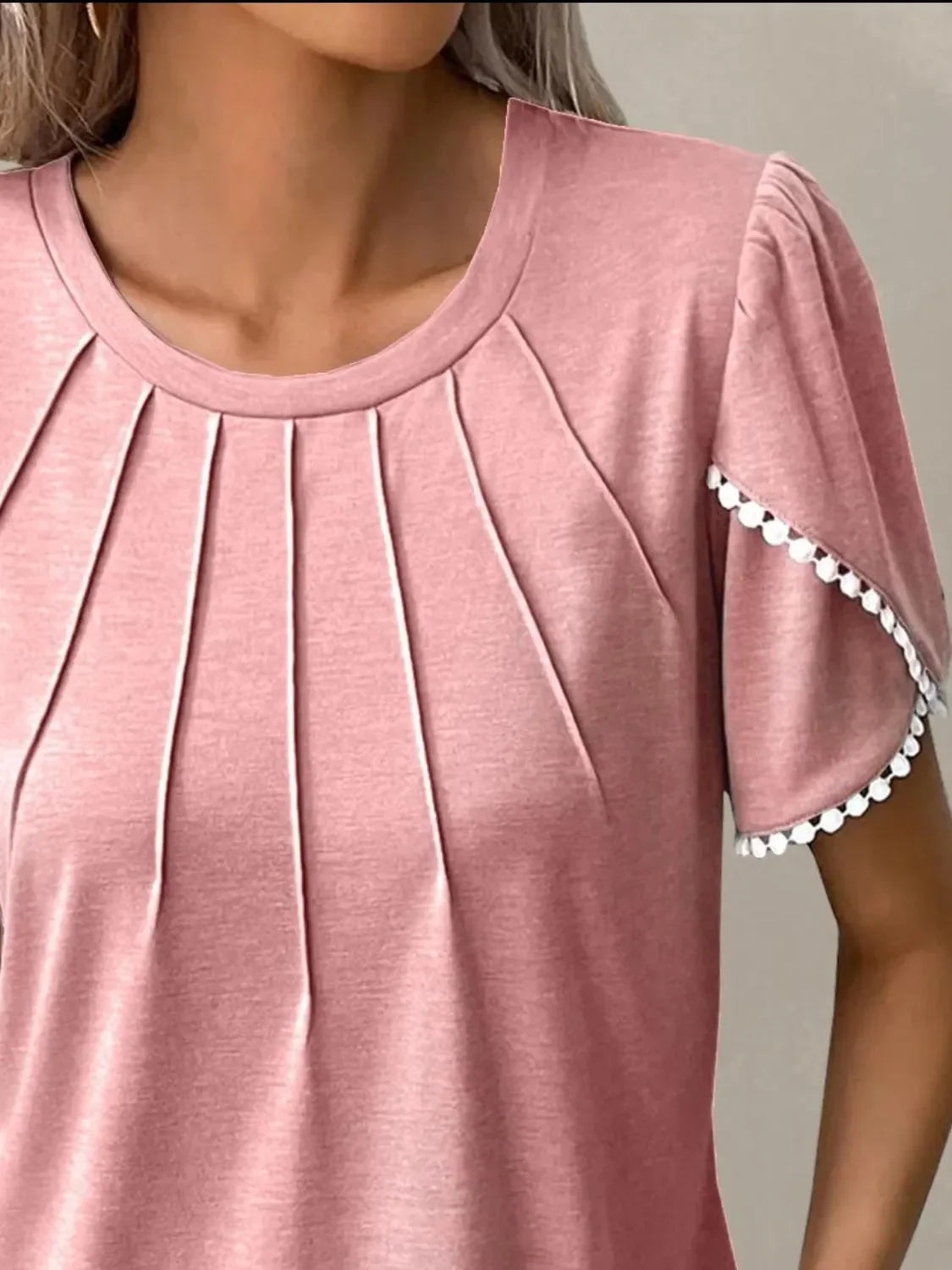 Round Neck Petal Sleeve Blouse Plus Size - Southern Shores Clothing