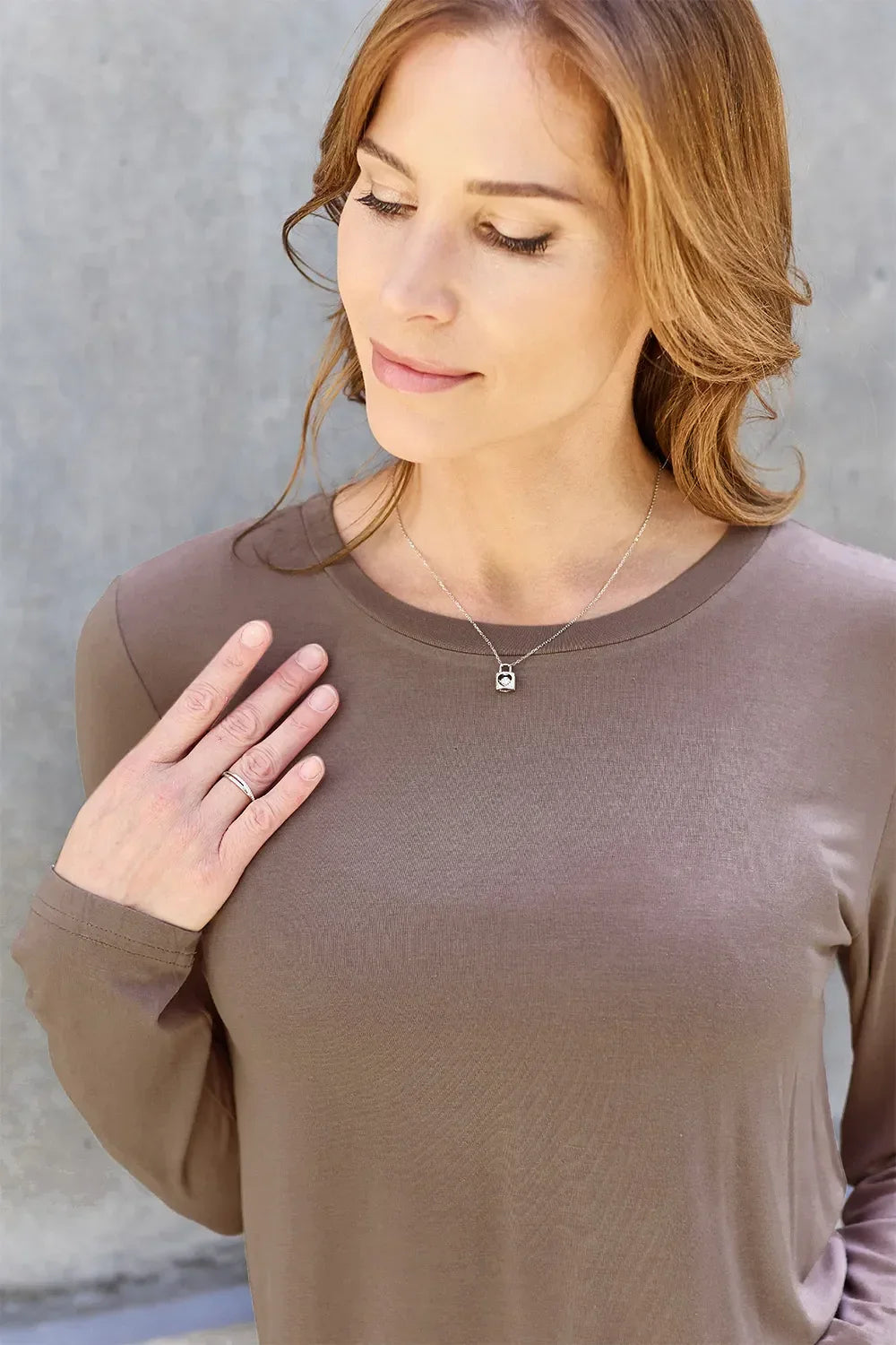Basic Round Neck Long Sleeve Knit Top Silhouette - Southern Shores Clothing