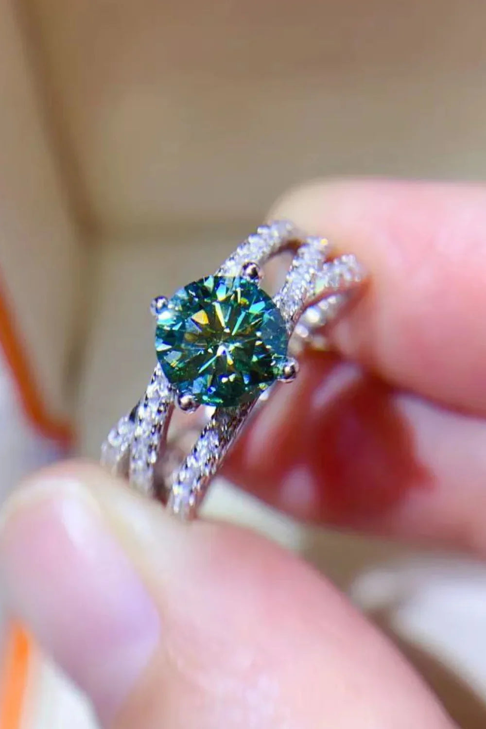 1 Carat Moissanite Sterling Silver Ring With Zircon Accents - Southern Shores Clothing