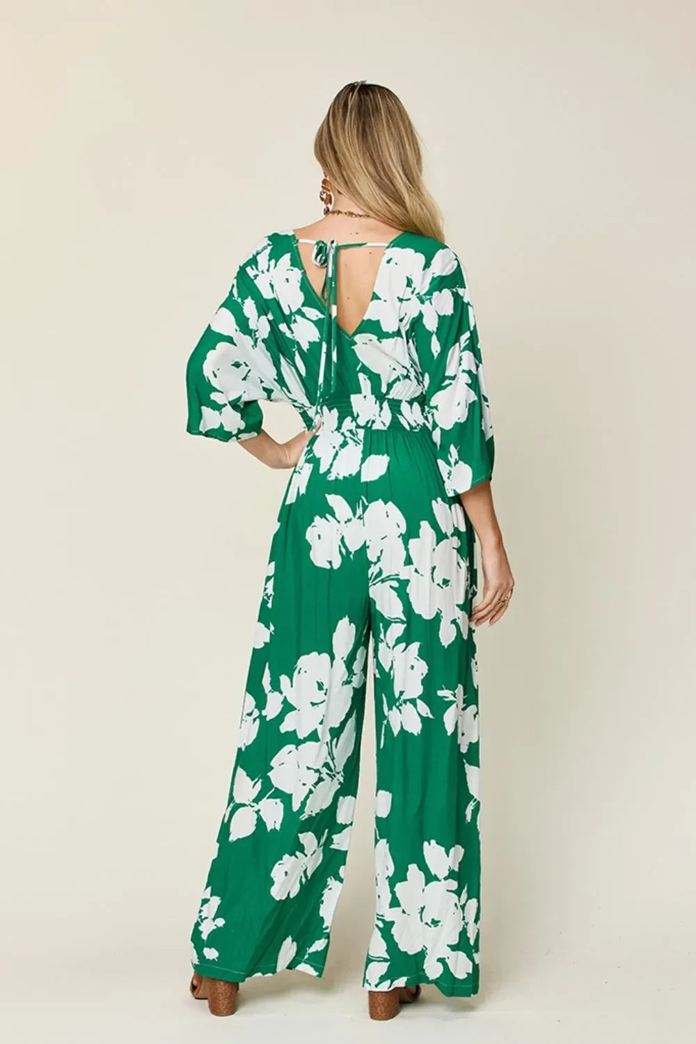Printed Tie-Back Wide-Leg Jumpsuit With Tie Detail