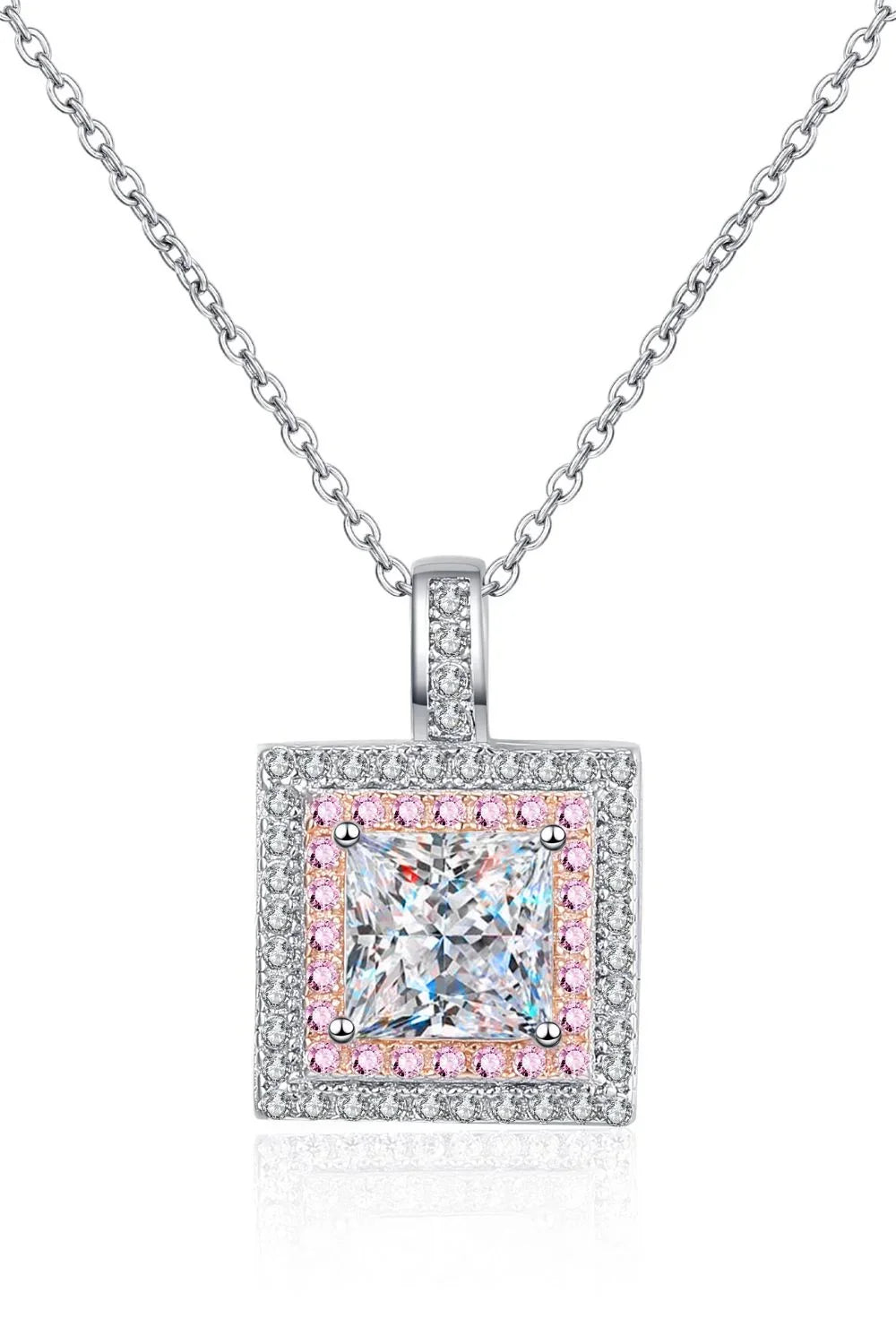 1 Carat Moissanite Square Pendant Necklace - Southern Shores Clothing