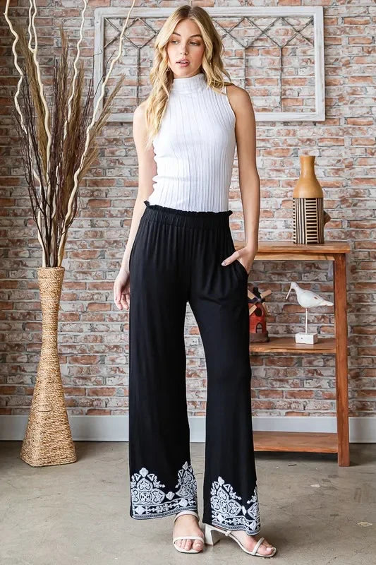 Damask Textured Plus Size Pants With Breathable Stretch - Southern Shores Clothing