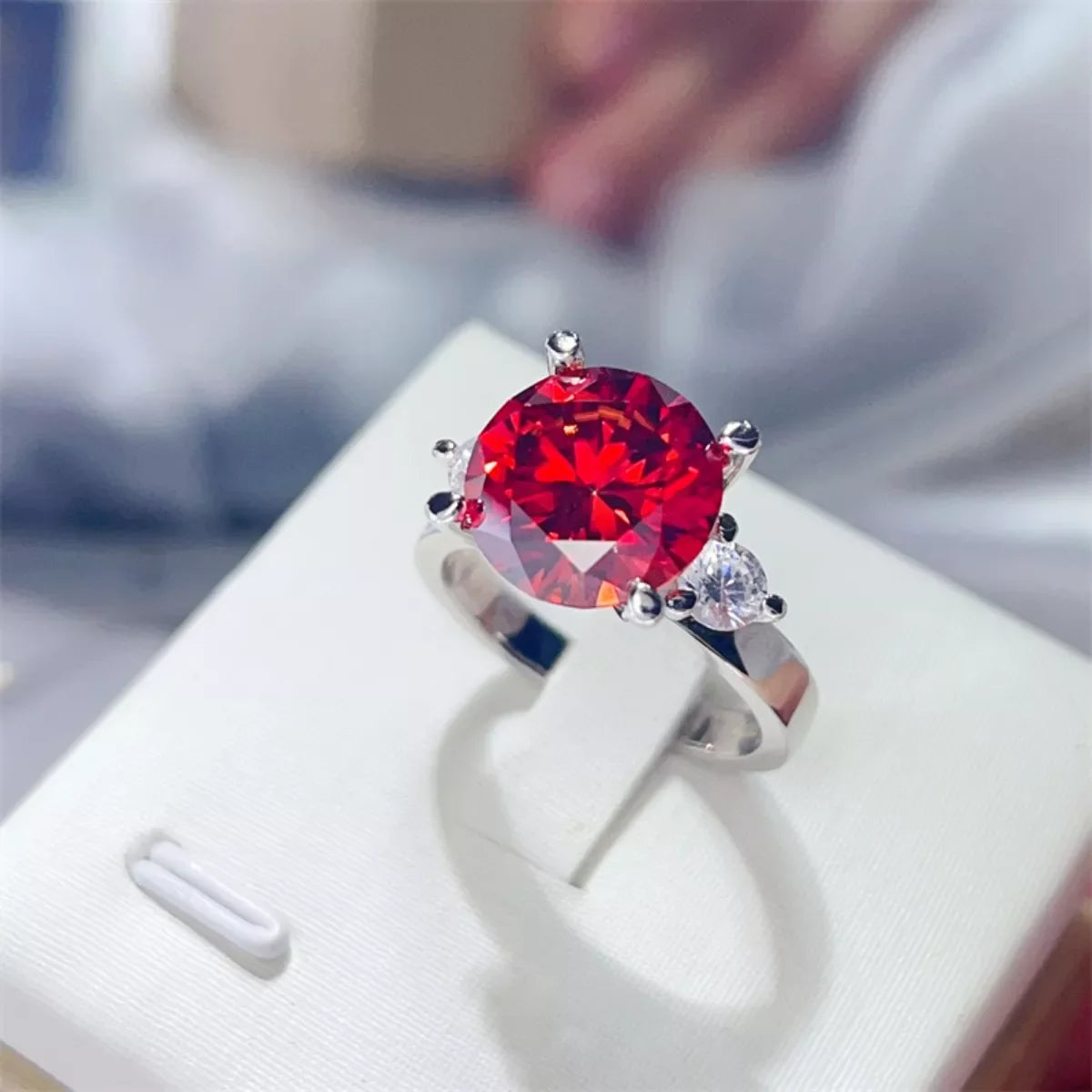Moissanite Sterling Silver Ring With 5-Carat Centerpiece - Southern Shores Clothing