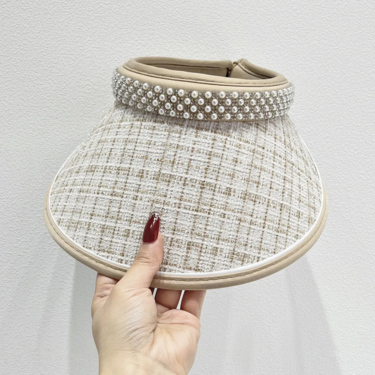 Pearl Detail Sunscreen Hat With UV Protection
