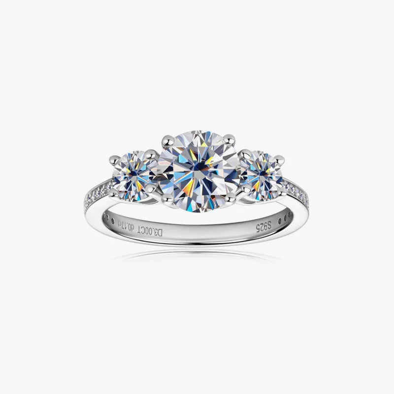 3 Carat Moissanite Sterling Silver Ring Solitaire - Southern Shores Clothing