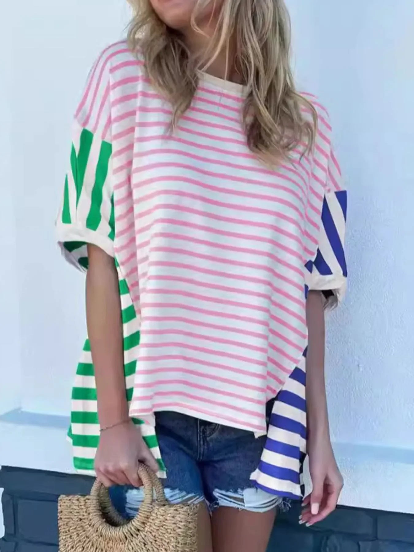 Striped Oversized T Shirt With Relaxed Fit - Southern Shores Clothing