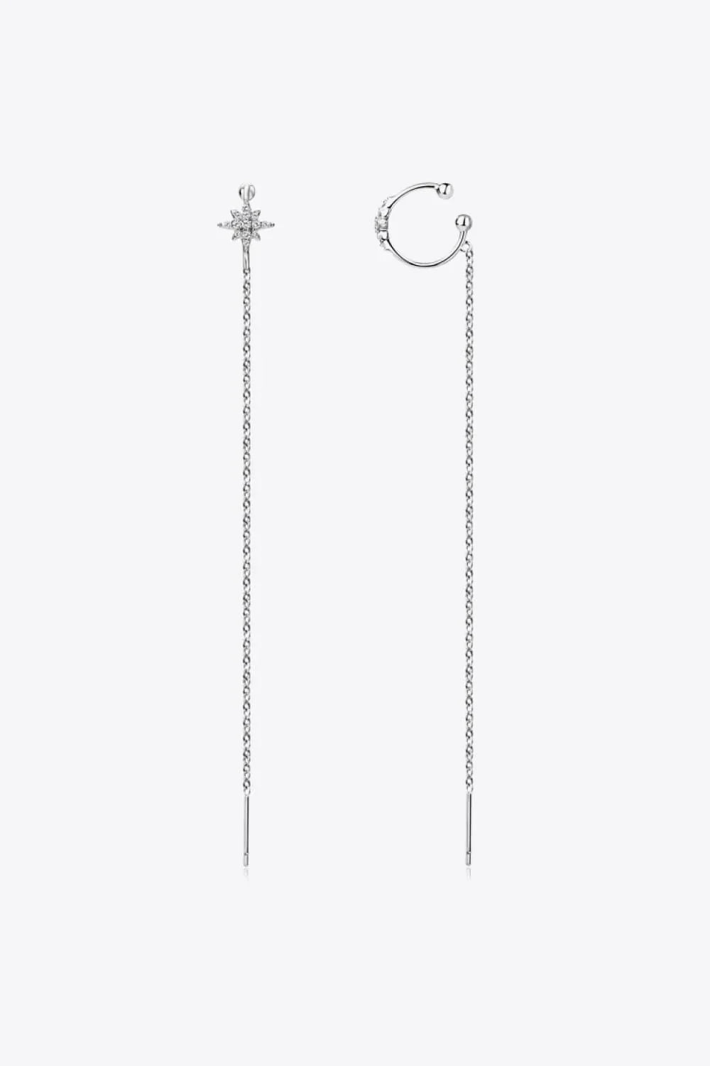 Platinum-Plated Moissanite Threader Earrings - Southern Shores Clothing