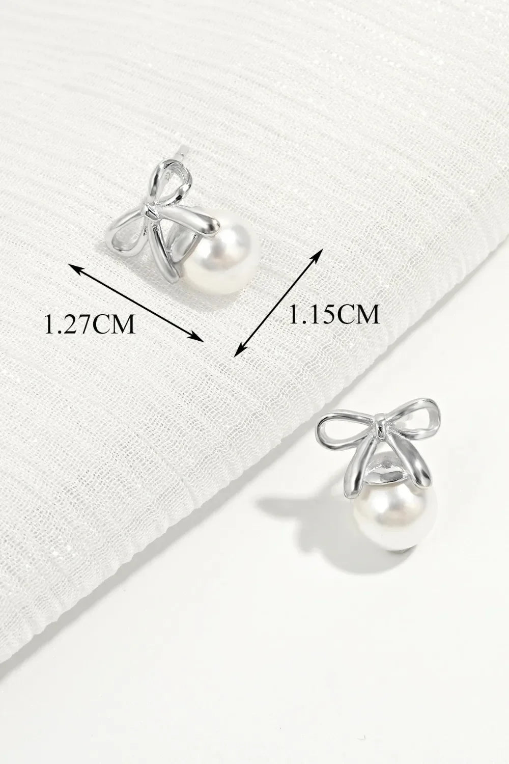 Platinum Plated Sterling Silver Pearl Bow Earrings - Southern Shores Clothing