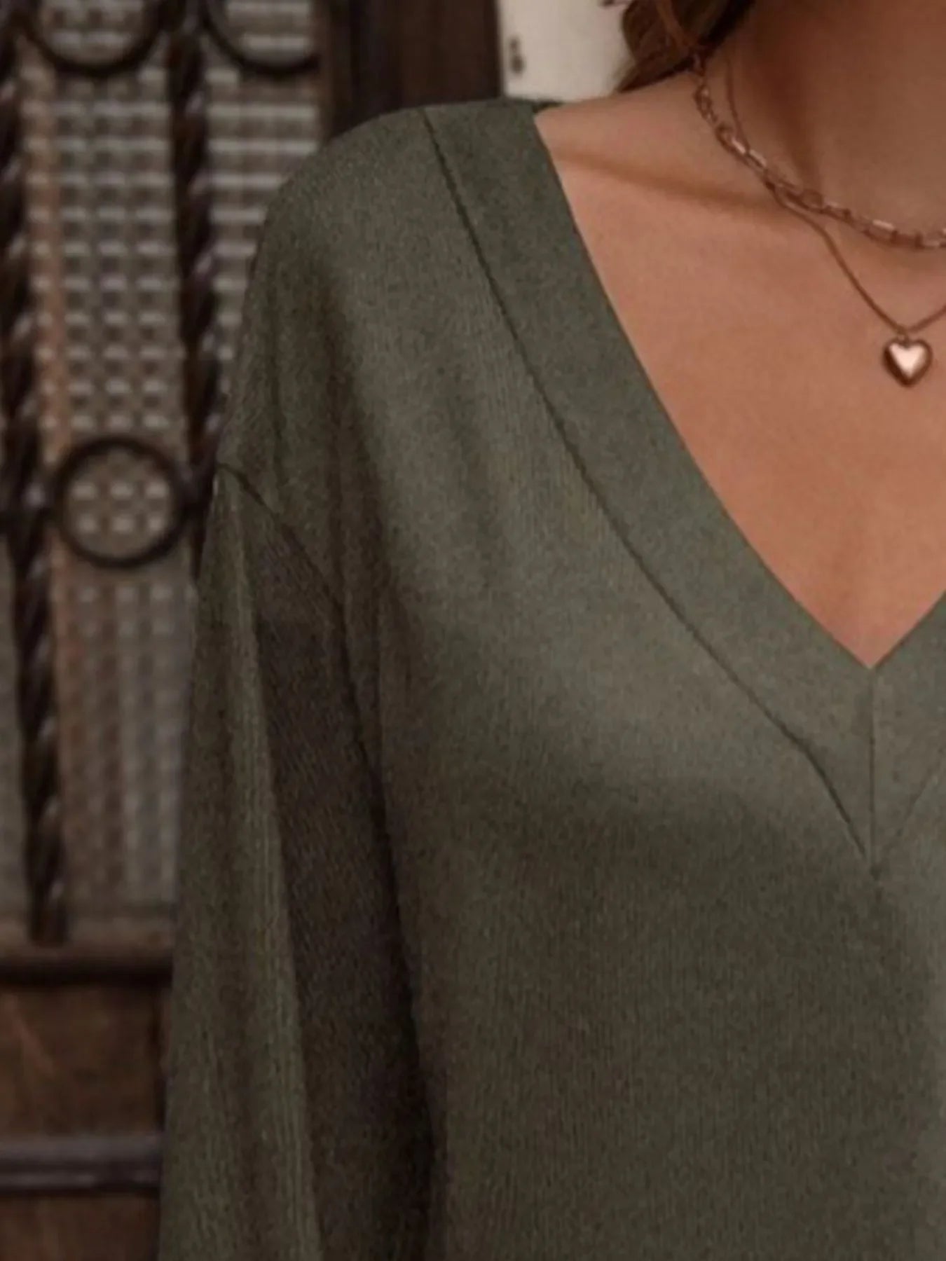 V-Neck Long Sleeve Tee With Decorative Buttons - Southern Shores Clothing