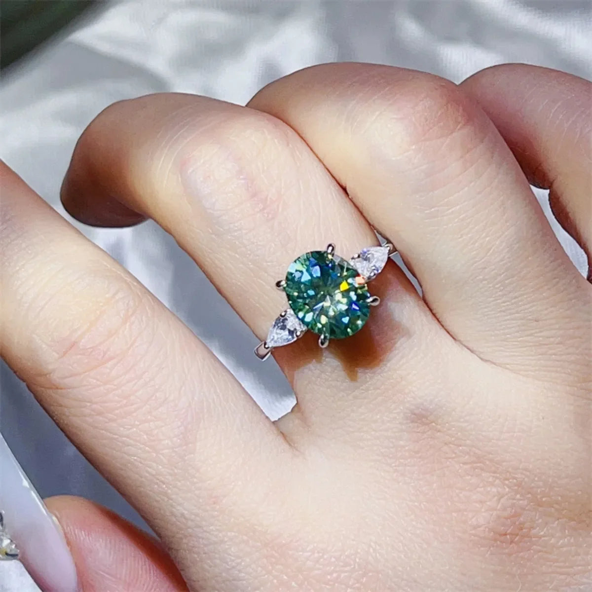 3 Carat Moissanite Platinum-Plated Sterling Silver Ring - Southern Shores Clothing