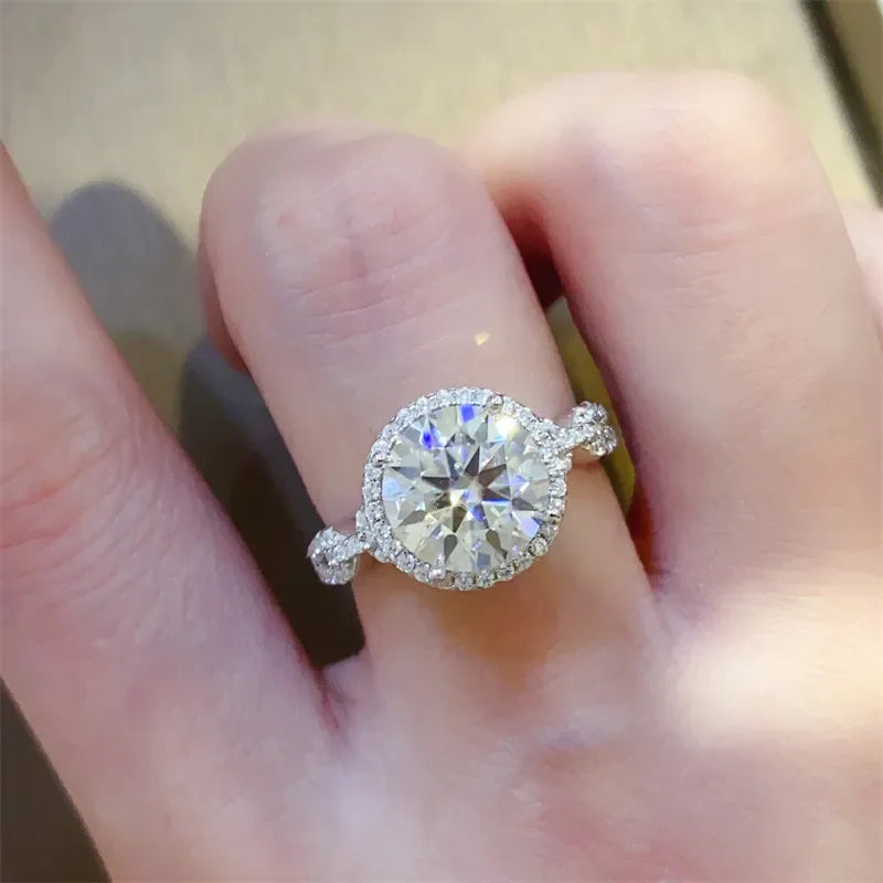 3 Carat Sterling Silver Moissanite Ring Halo Setting - Southern Shores Clothing