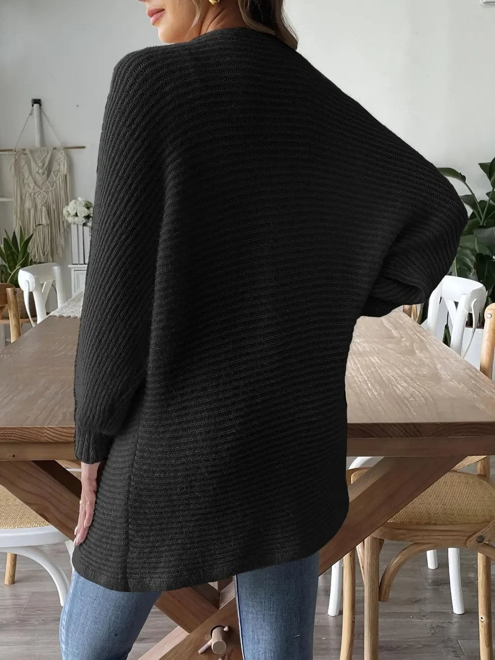 Open Front Stretch Cardigan With Long Sleeves - Southern Shores Clothing