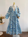 Bohemian Paisley Print V-Neck Dress With Lace And Button - Southern Shores Clothing