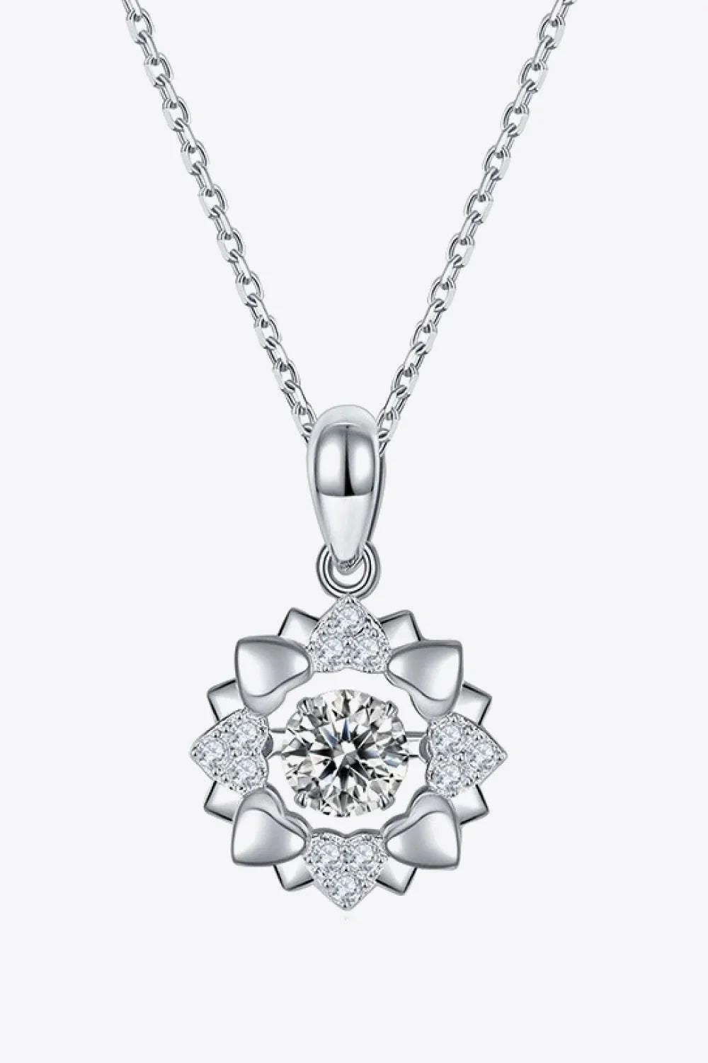 Delicate Moissanite Flower Shape Sterling Silver Necklace - Southern Shores Clothing