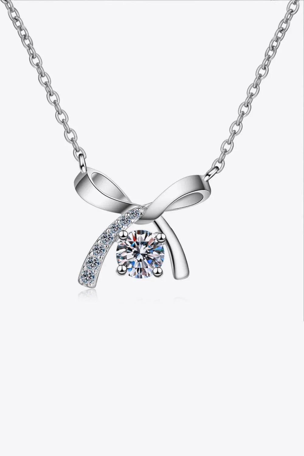 Rhodium-Plated Moissanite Sterling Silver Necklace - Southern Shores Clothing