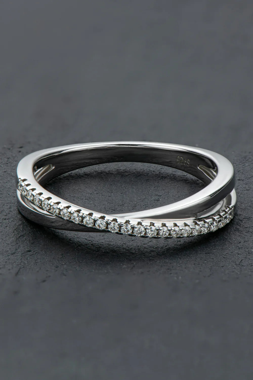 Minimalist Sterling Silver Crisscross Moissanite Ring - Southern Shores Clothing
