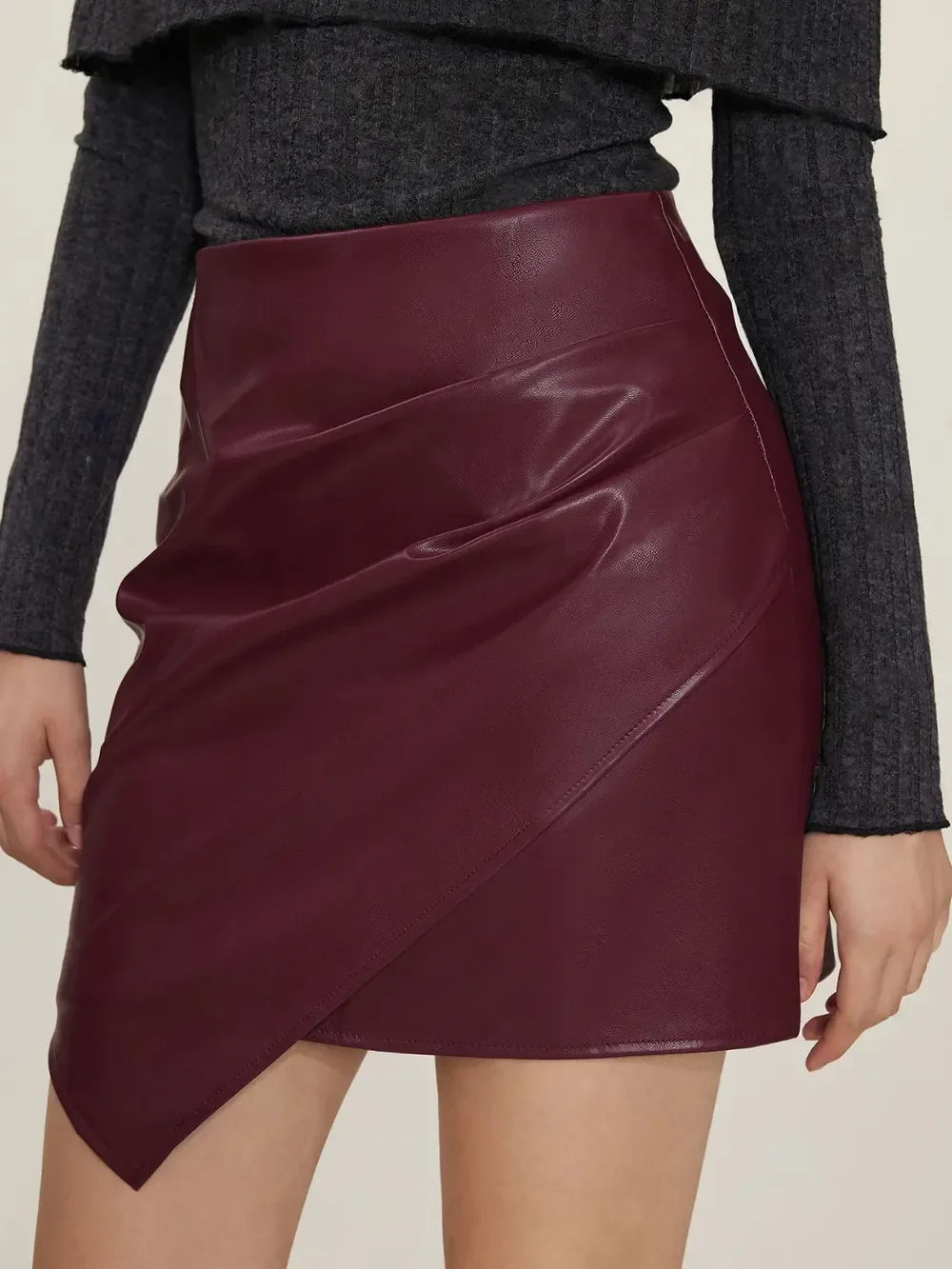 Stretch Knit Ruched Mini Skirt With Zipper - Southern Shores Clothing