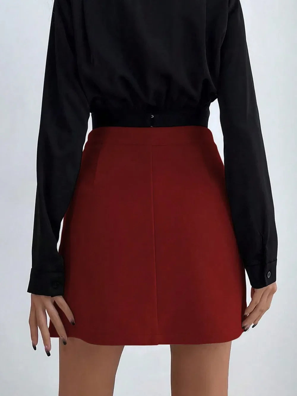 Buttoned Mini Skirt With Layered Sheer Design - Southern Shores Clothing