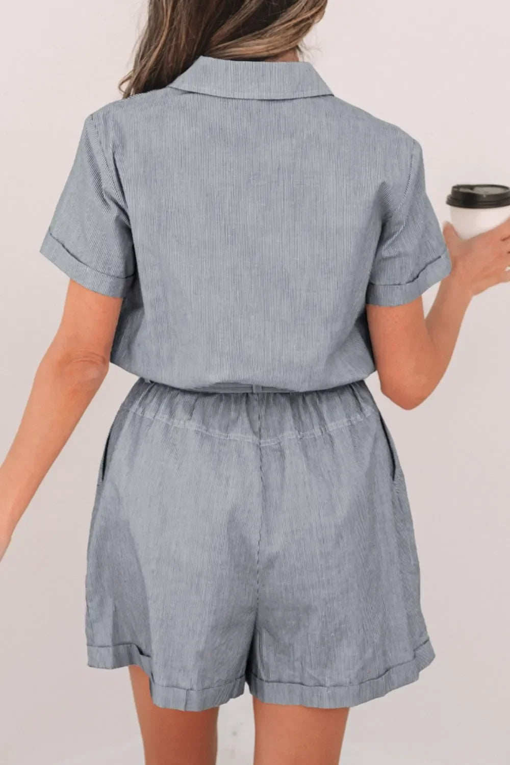 Cotton Tie Waist Romper With Chest Pockets - Southern Shores Clothing