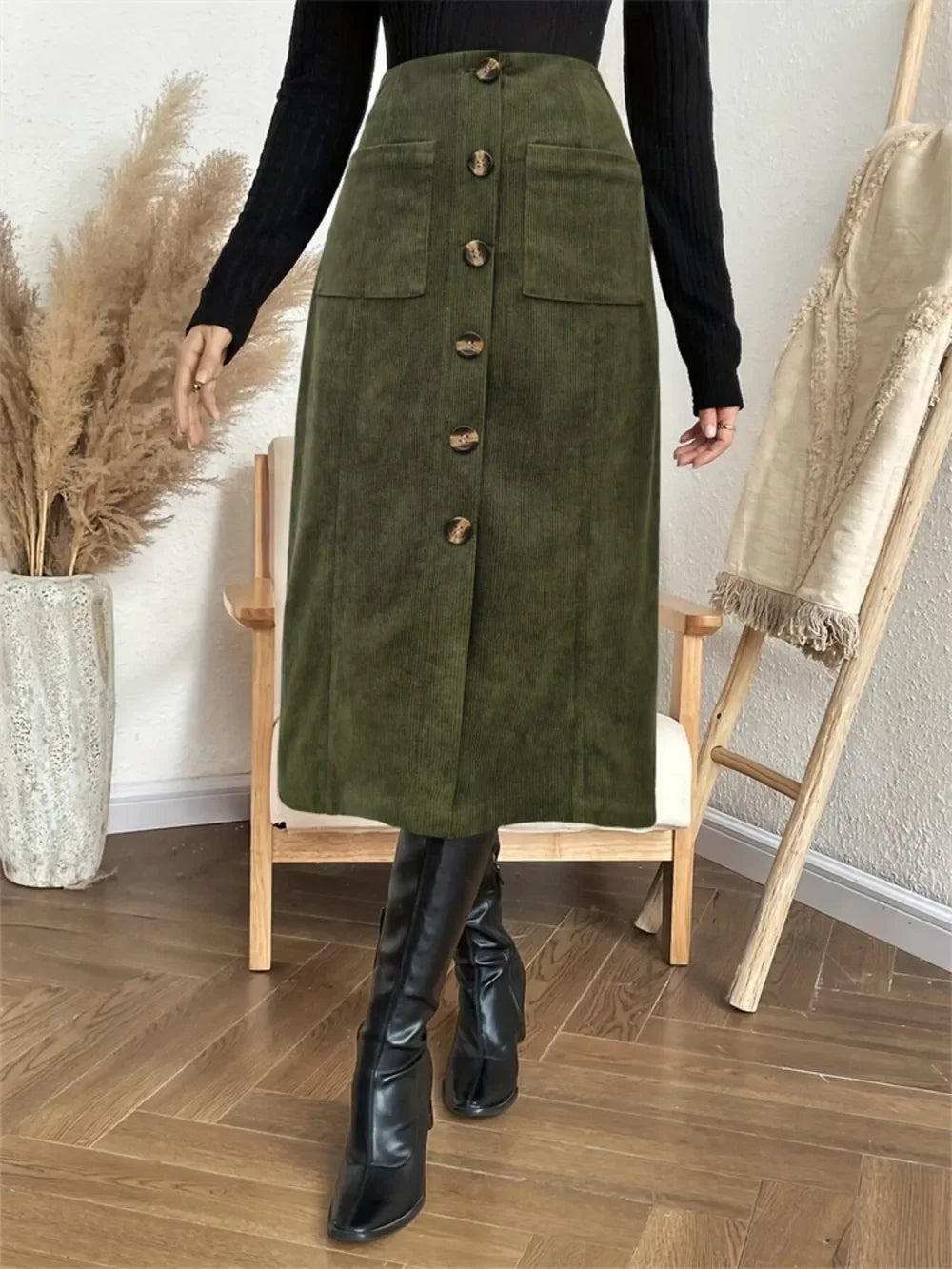 Comfortable Pocketed Elastic Waist Skirt - Southern Shores Clothing