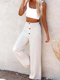 Plus Size High-Waisted Textured Wide-Leg Pants - Southern Shores Clothing