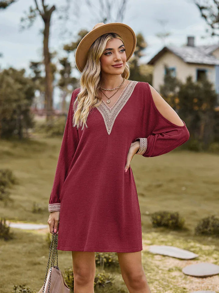 V-Neck Cutout Sleeve Mini Dress - Southern Shores Clothing