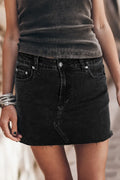 Frayed Hem Stretch Denim Mini Skirt Casual - Southern Shores Clothing