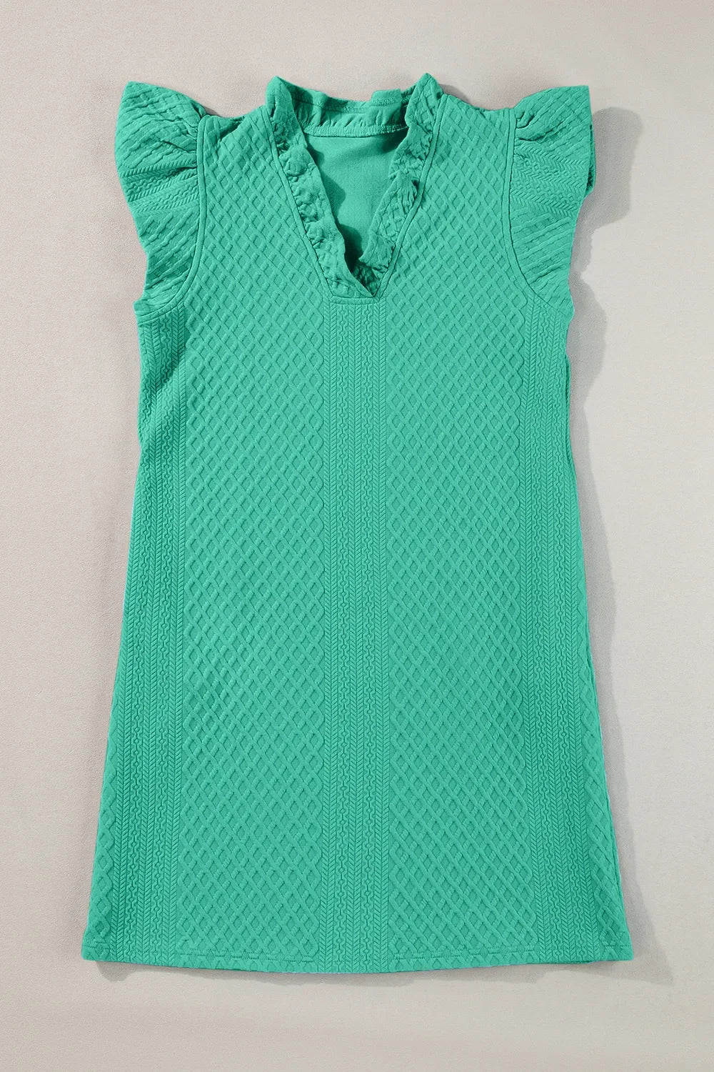 Ruffled V-Neck Cap Sleeve Mini Dress - Southern Shores Clothing
