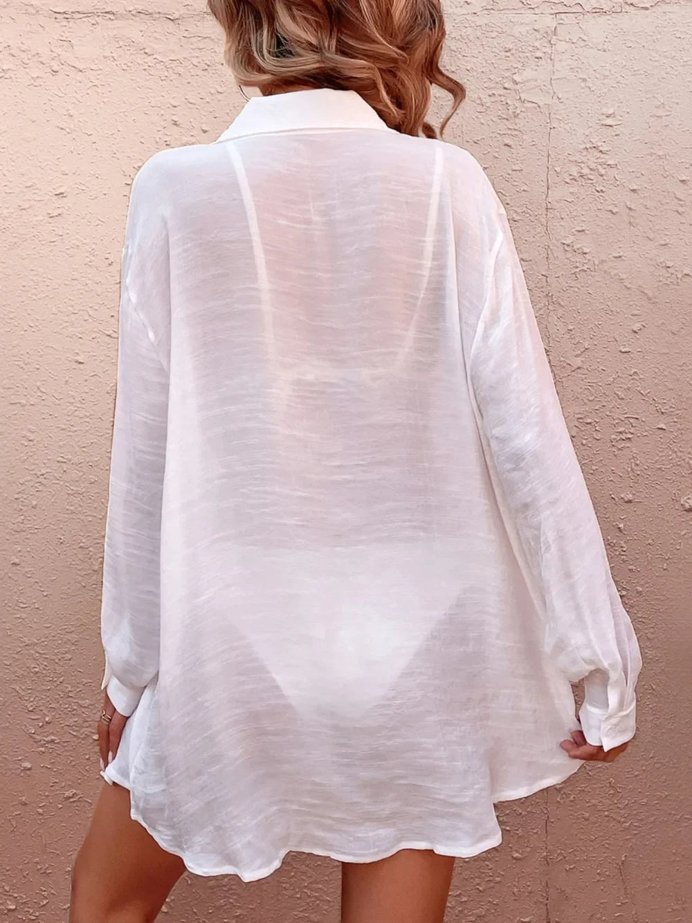 Pocketed Dropped Shoulder Swimwear Cover Up One Size - Southern Shores Clothing