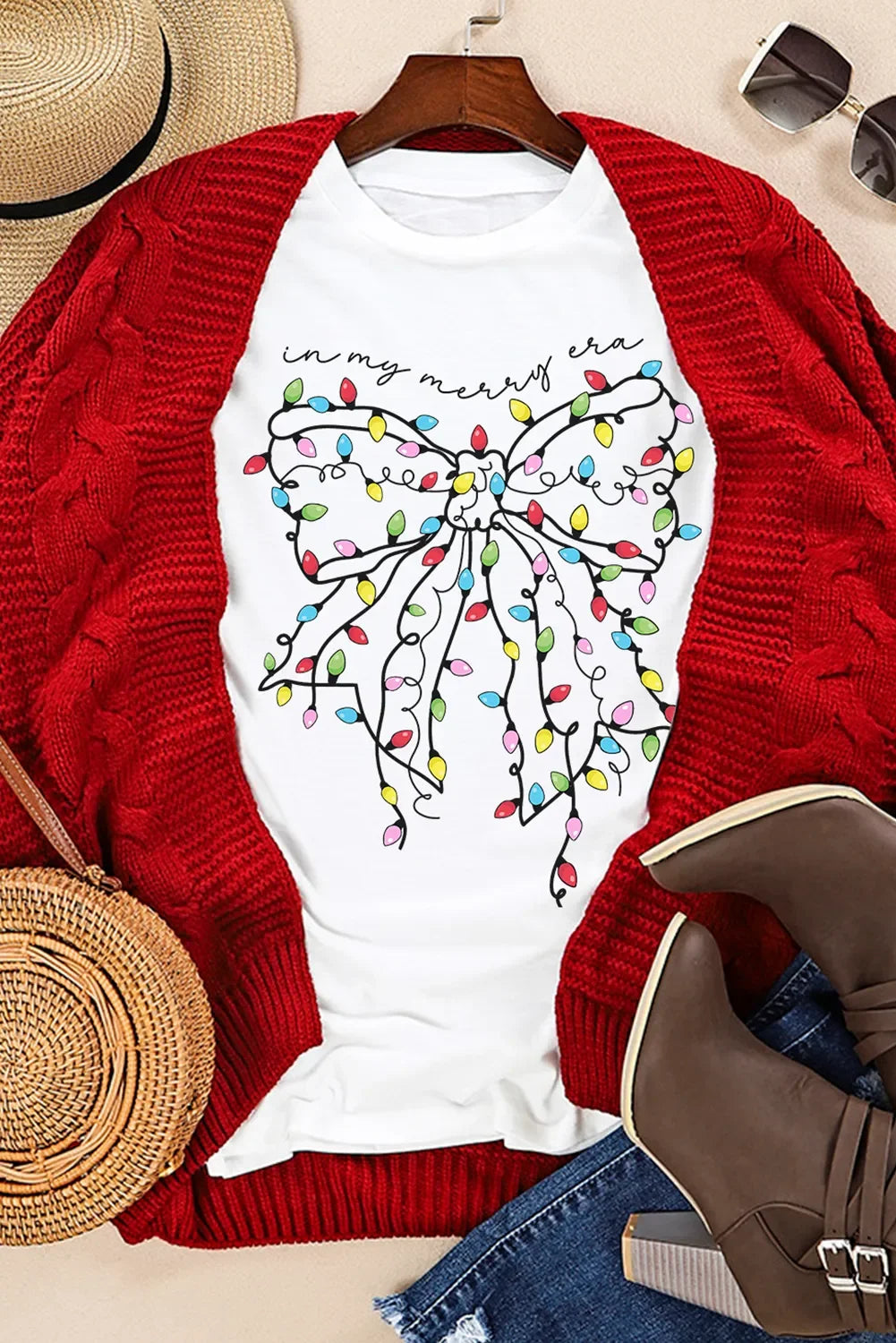 Bow Round Neck Short Sleeve Tee With Stretch - Southern Shores Clothing