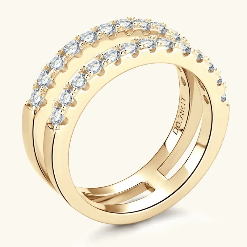Moissanite Double Layered Ring in Sterling Silver - Southern Shores Clothing