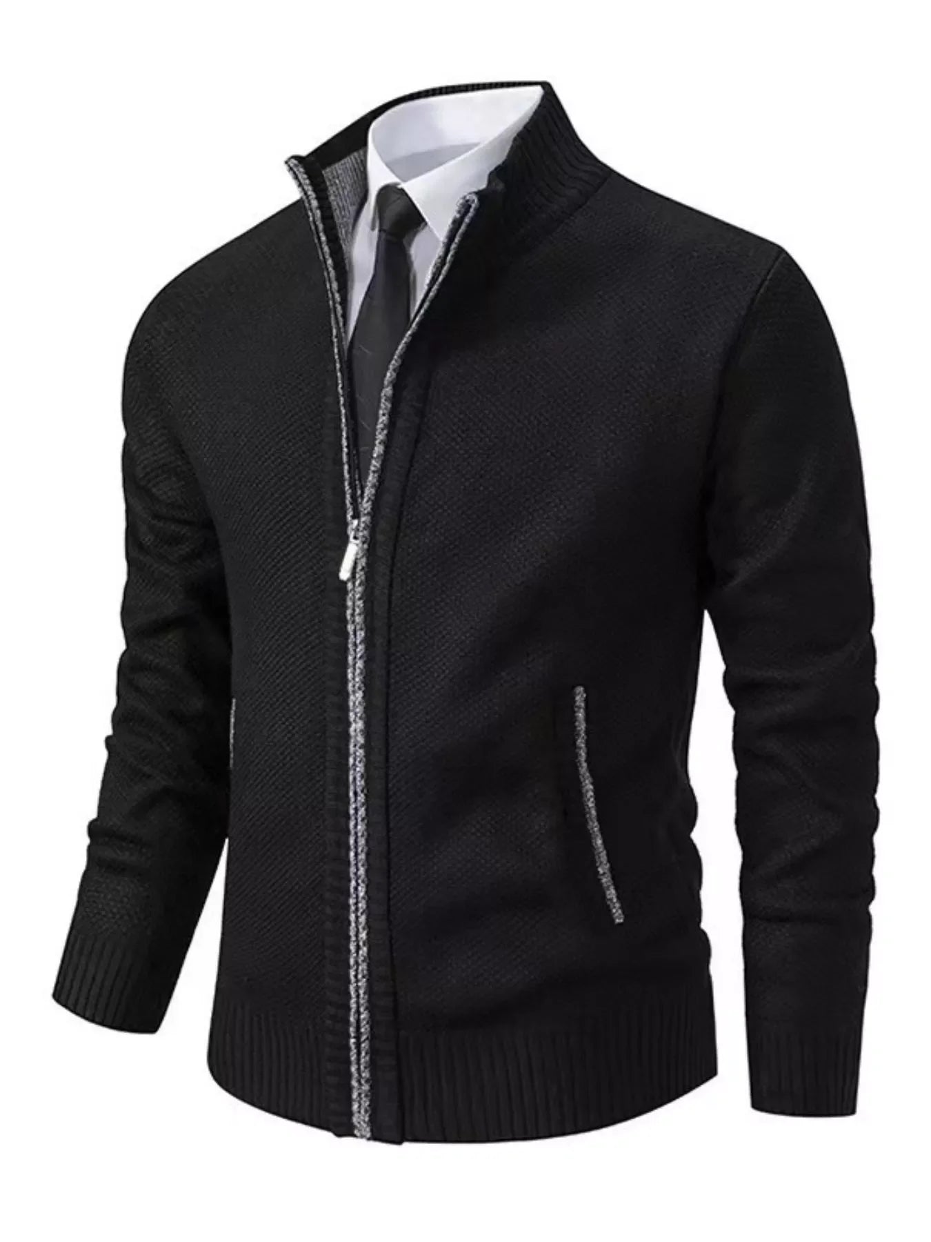 Plus Size Zip Up Ribbed Cardigan With Pockets - Southern Shores Clothing