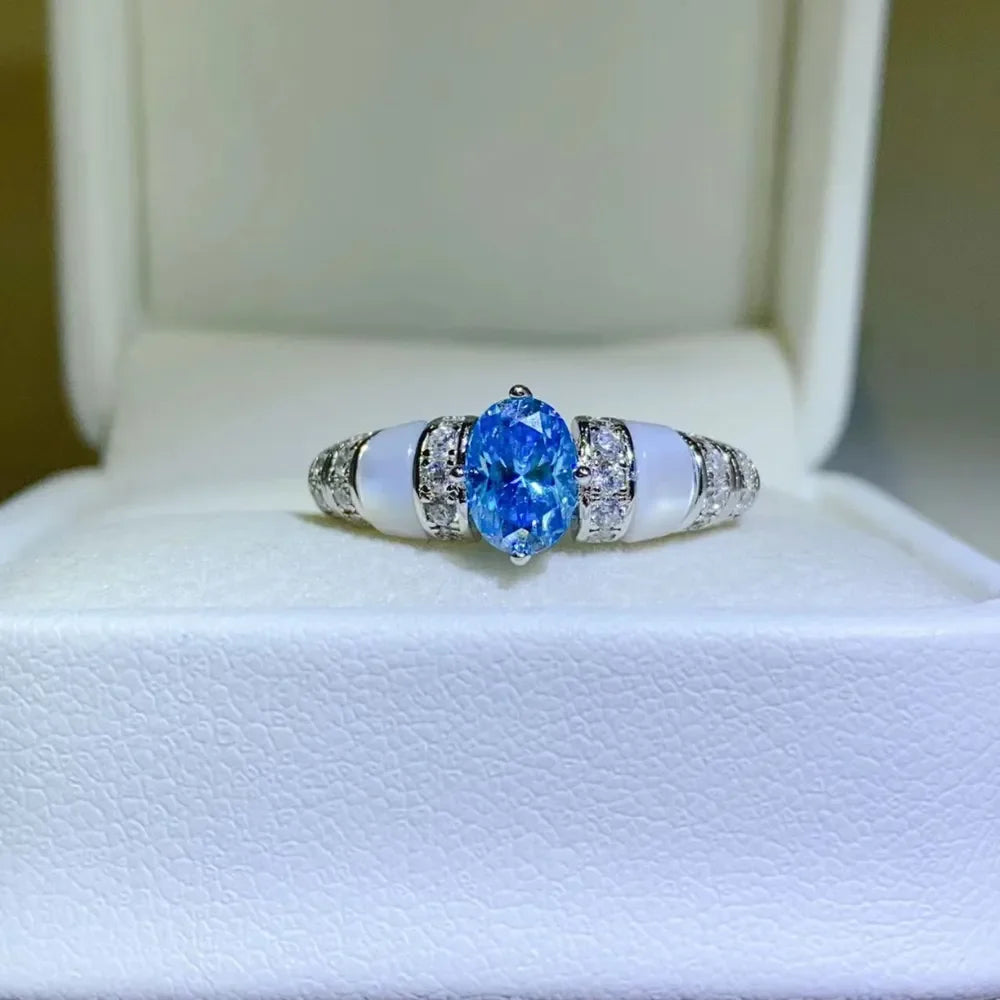 1 Carat Moissanite Sterling Silver Ring With Zircon Accents - Southern Shores Clothing