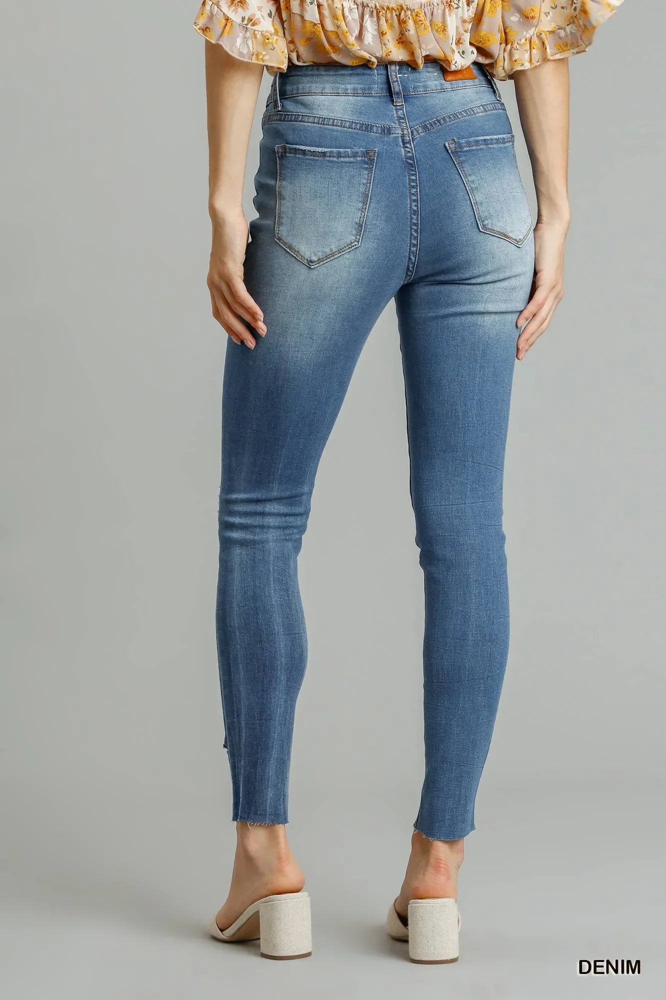 Distressed Skinny Jeans With Edge Detail Denim - Southern Shores Clothing