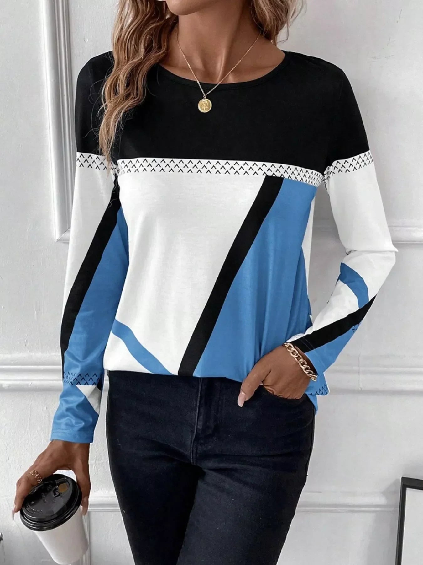 Color Block Long Sleeve T-Shirt - Southern Shores Clothing