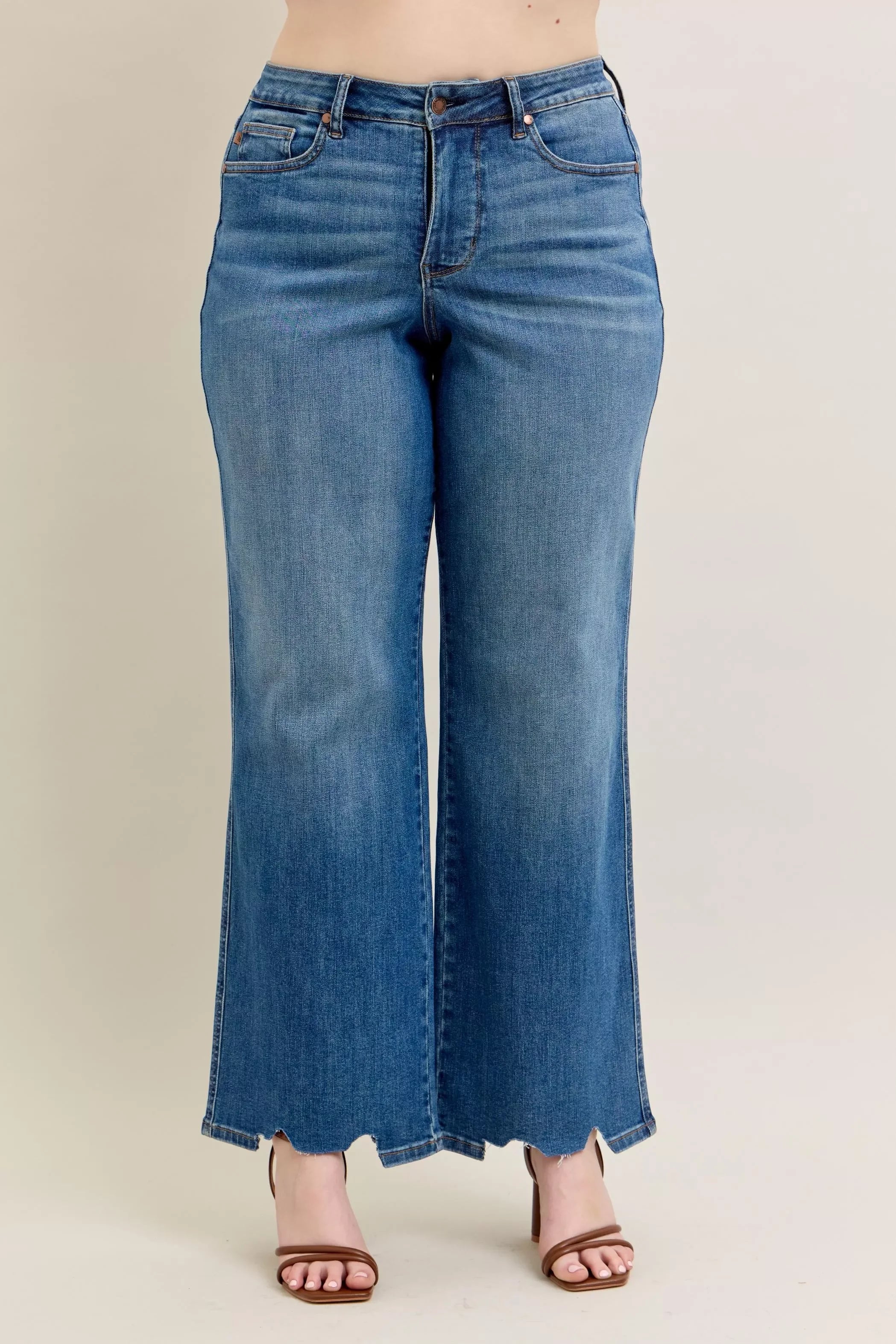 High Waist Tummy Control Wide Leg Jeans Plus Size Denim - Southern Shores Clothing