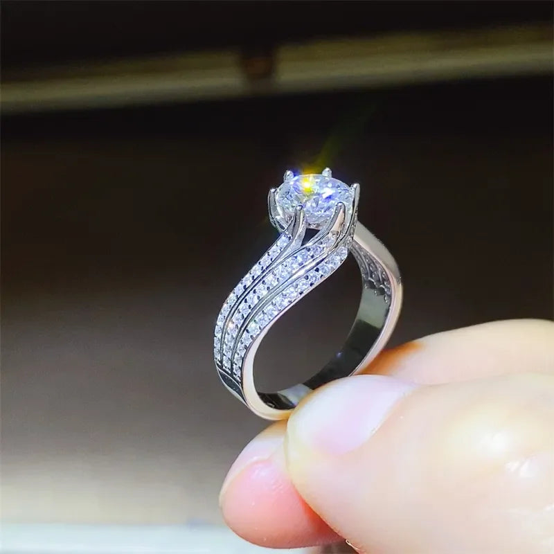 1 Carat Moissanite Center Stone Ring In Sterling Silver - Southern Shores Clothing
