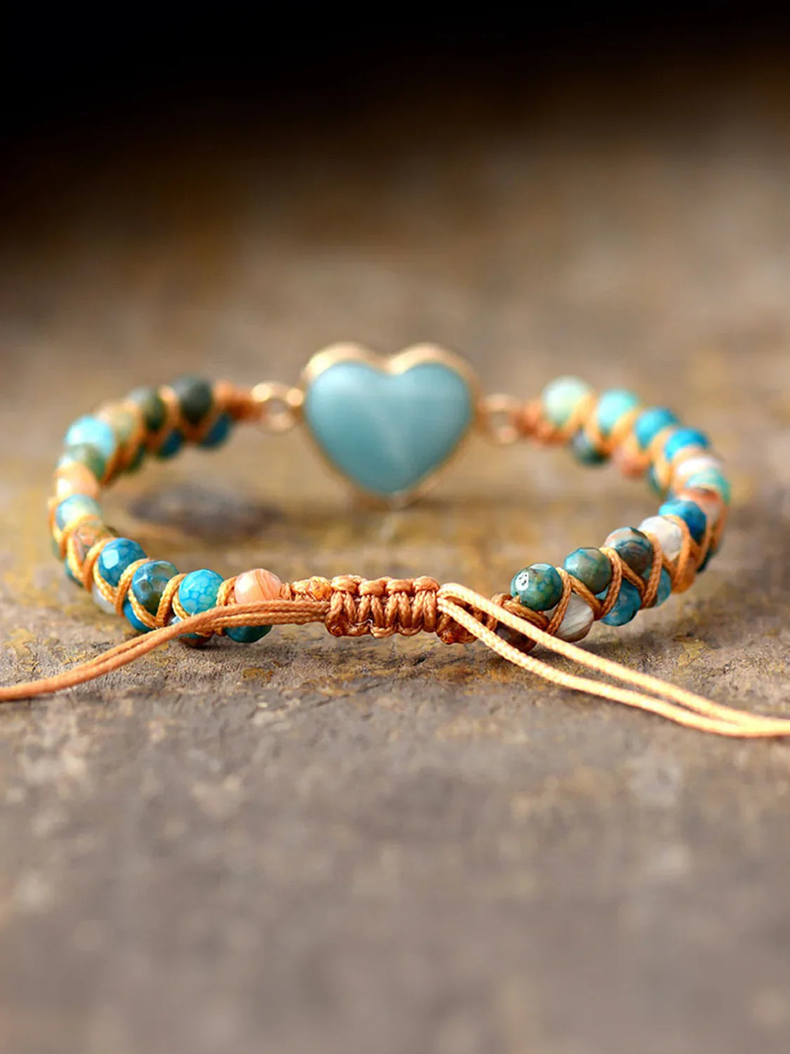 Heart Shaped Imperial Jasper Beaded Bracelet Coastal Style - Southern Shores Clothing