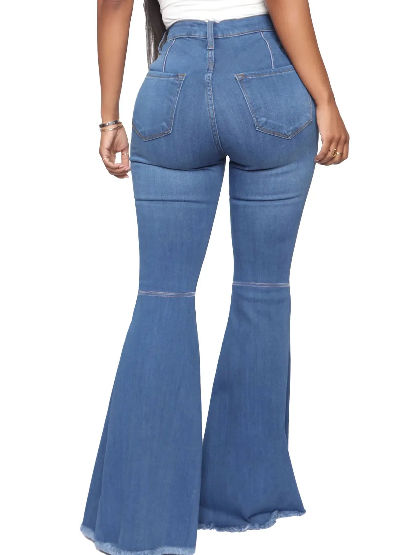 Plus Size Beachside High Waisted Raw Hem Flare Jeans - Southern Shores Clothing