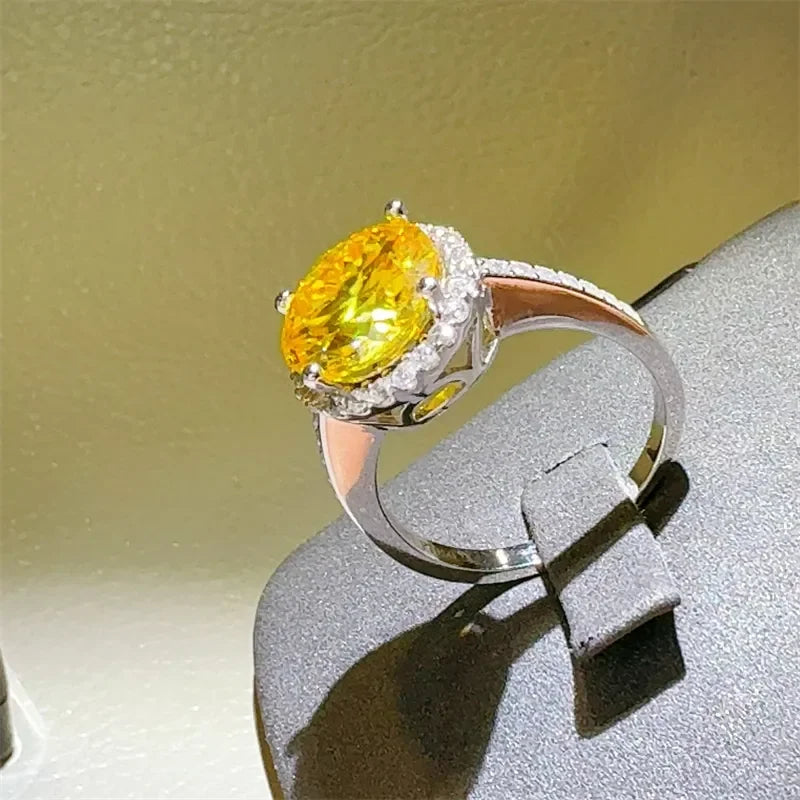 3 Carat Moissanite Zircon Halo Sterling Silver Ring - Southern Shores Clothing