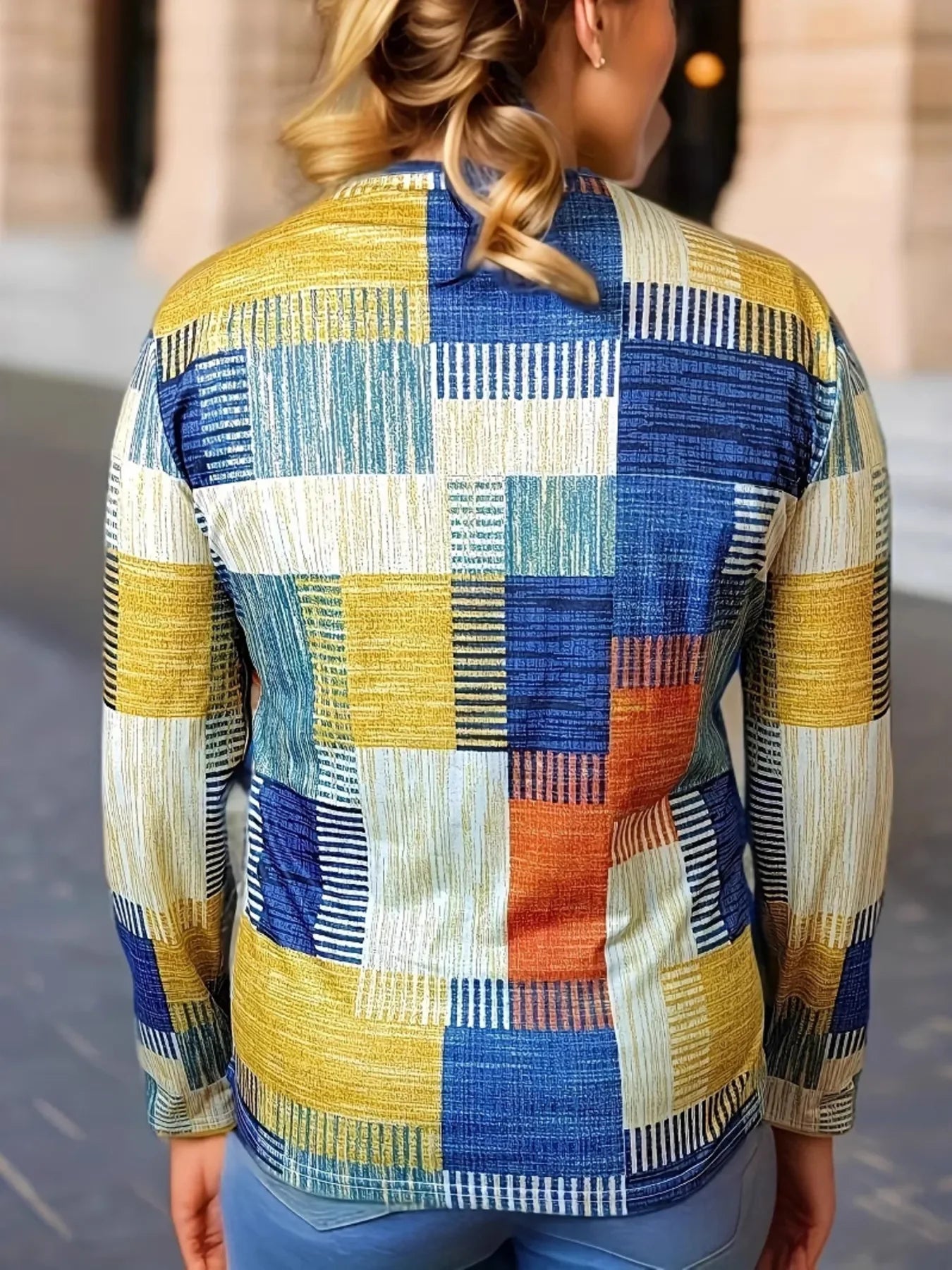 Block Zip Front Long Sleeve Top With Polyester Fabric - Southern Shores Clothing