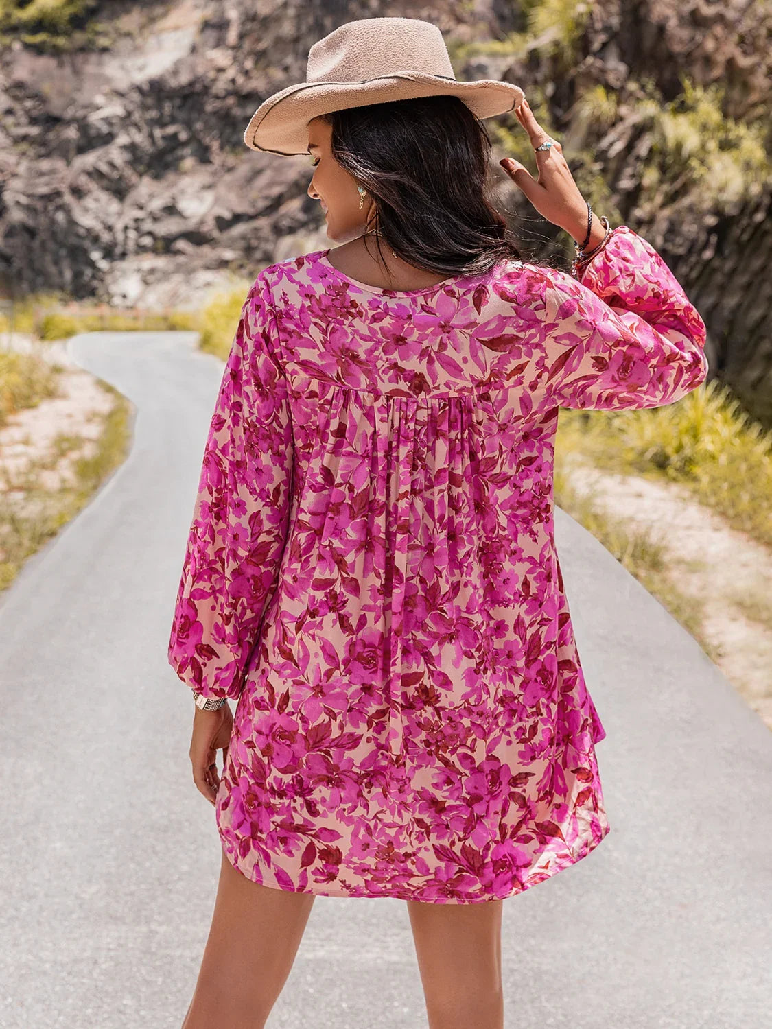 Long Sleeve V-Neck Mini Dress - Southern Shores Clothing