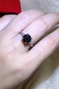 2 Carat Moissanite Black Ring Platinum Plated Over Silver - Southern Shores Clothing