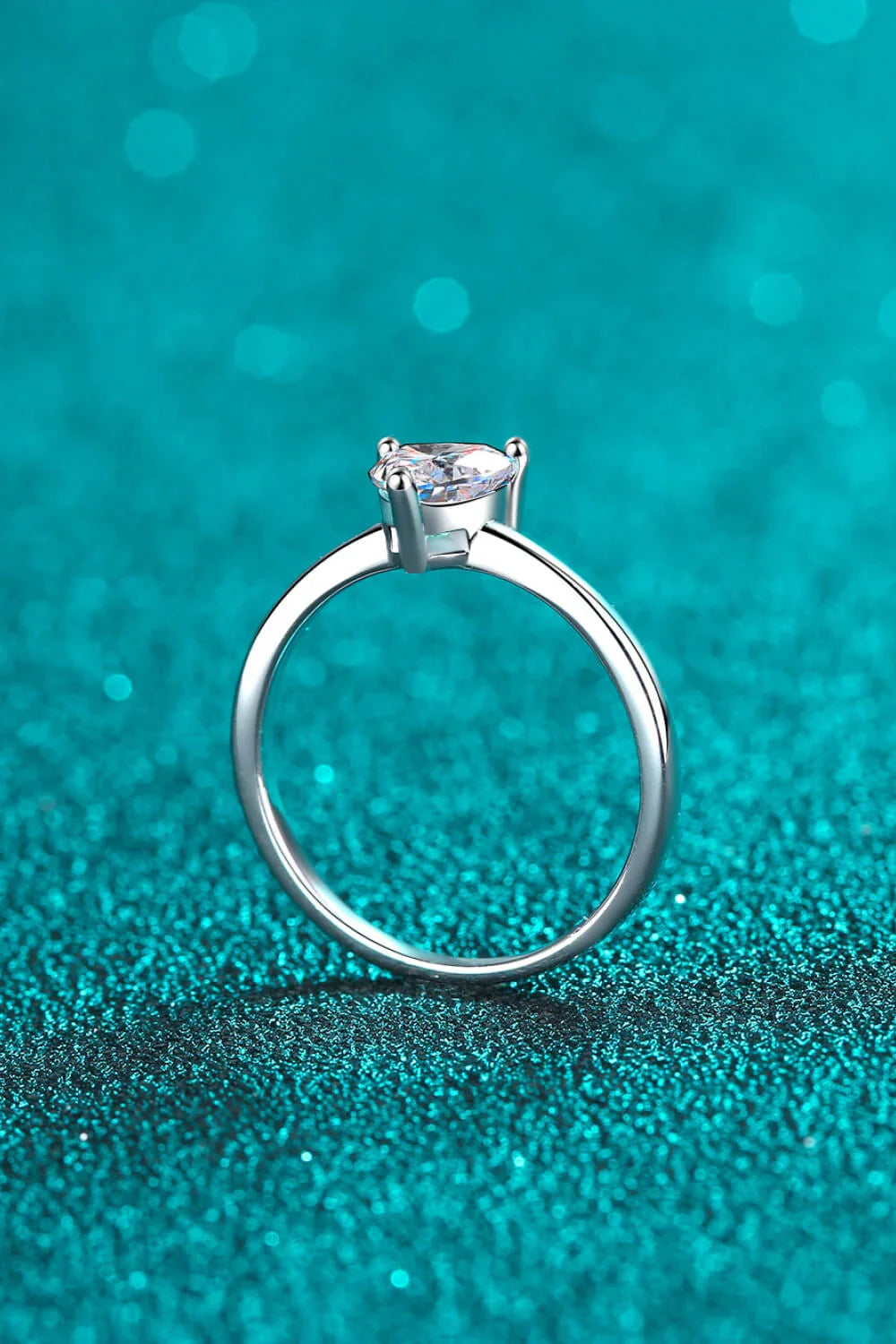 Sterling Silver Heart Moissanite Ring Classic Solitaire - Southern Shores Clothing