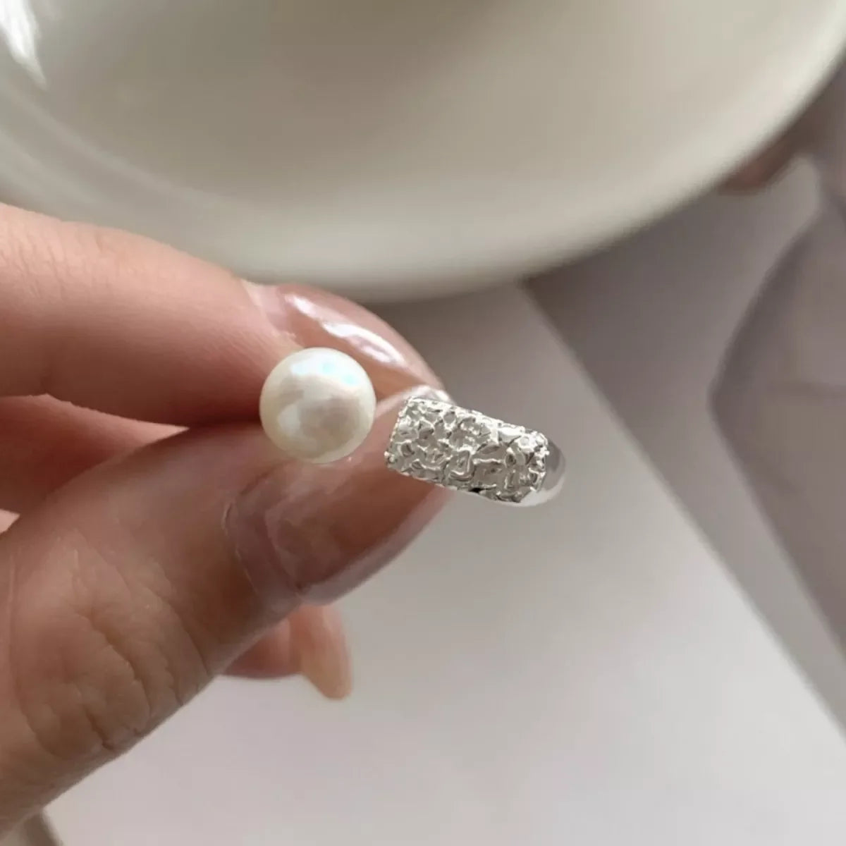 Freshwater Pearl Sterling Silver Open Ring - Southern Shores Clothing