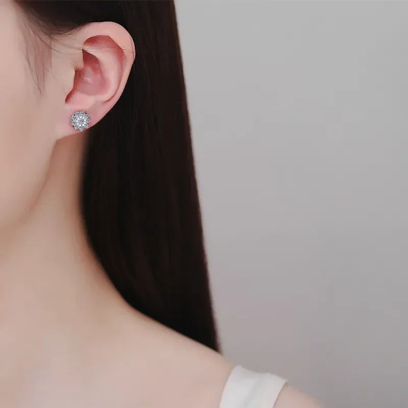 Sterling Silver Moissanite Stud Earrings - Southern Shores Clothing