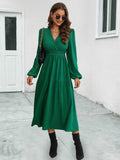 Surplice Neck Long Sleeve Midi Dress Coastal Casual - Southern Shores Clothing