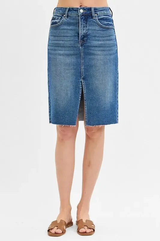 Plus Size High Rise Front Slit Pencil Skirt - Southern Shores Clothing