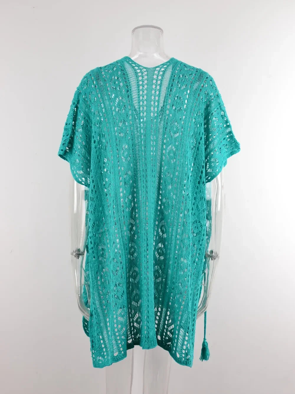 Angel Wings Cutout V-Neck Cover-Up With Tassel - Southern Shores Clothing