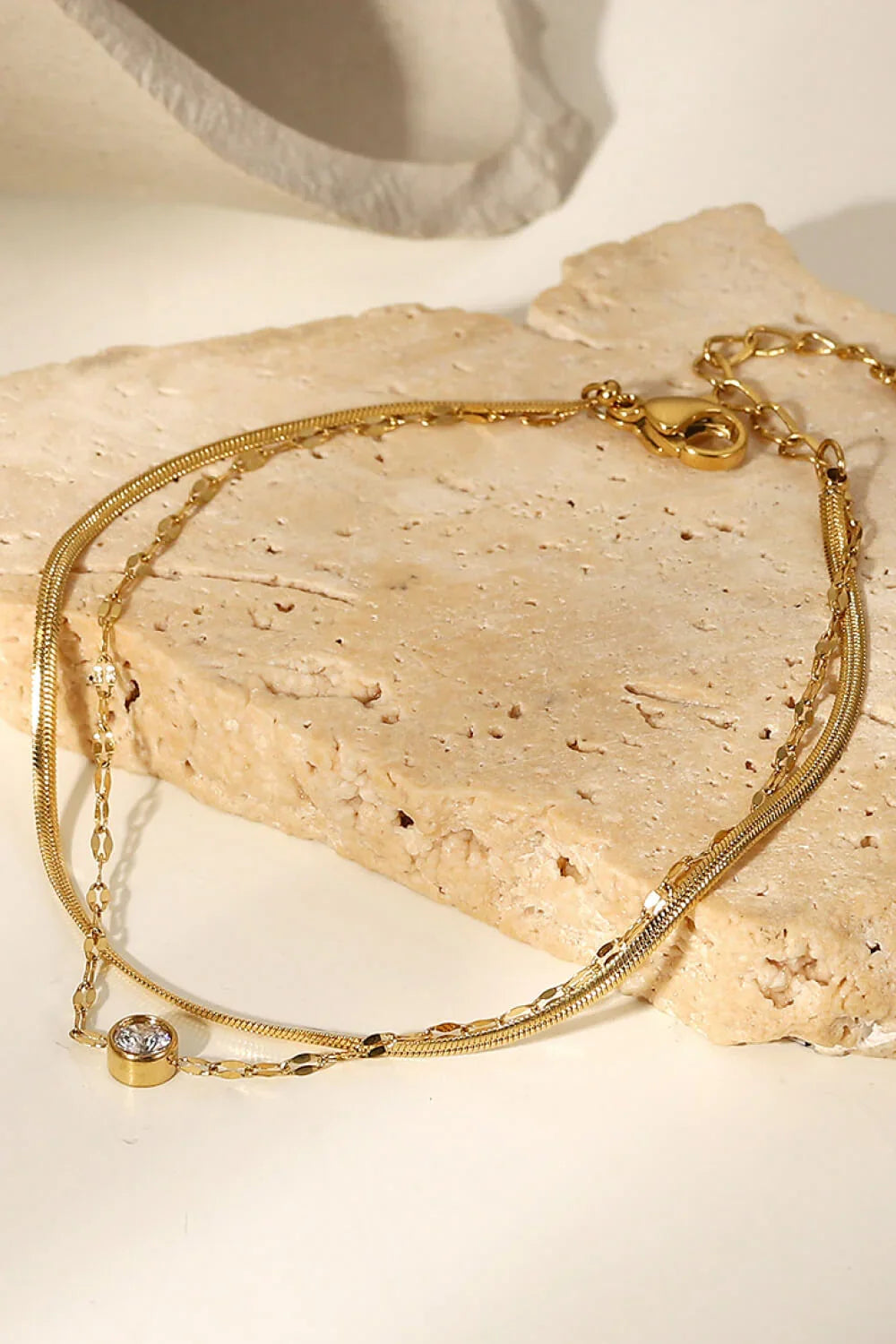 Rhinestone Double-Layered Bracelet With Coastal Charm - Southern Shores Clothing